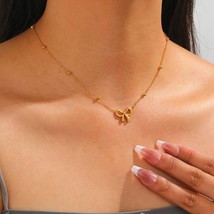 Anti-Tarnish Bow Necklace for women