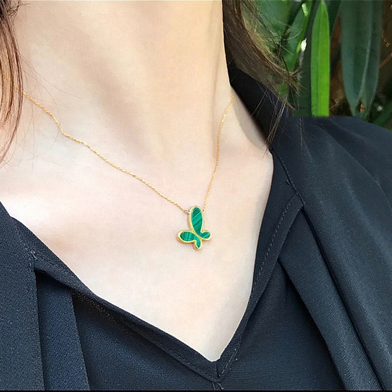 Anti-Tarnish Green Butterfly Necklace for women